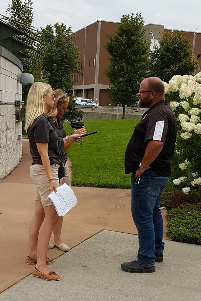 LO’s membership team interviews Ottawa Chapter Past President, Ed Hansen, at the Cancer Survivors Park in Ottawa, Ont.