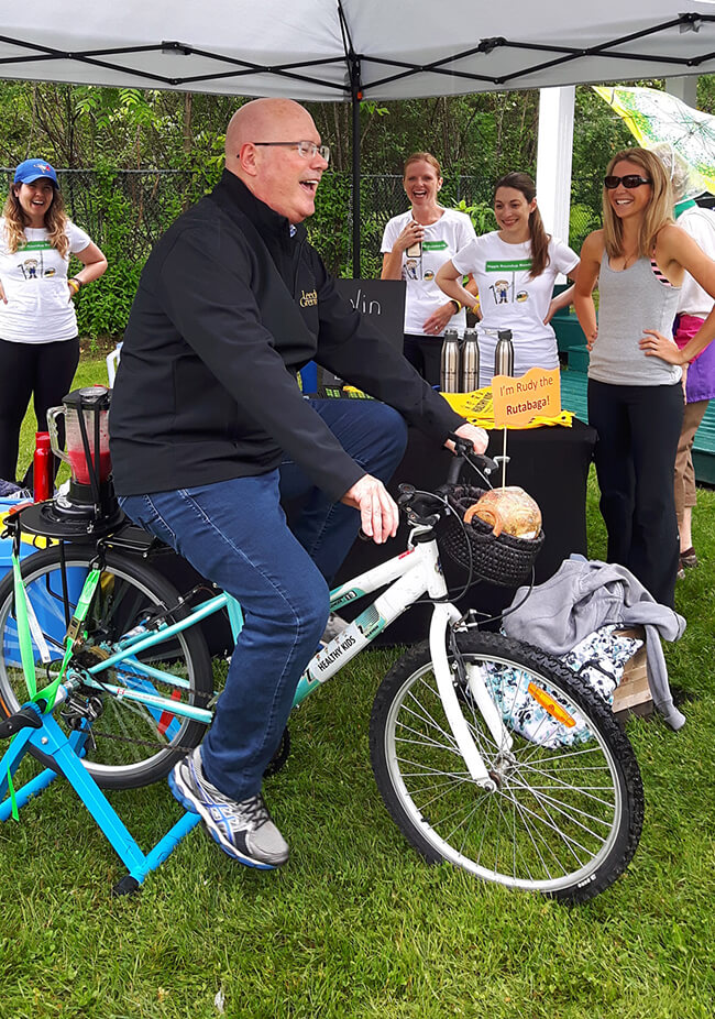 may riding a stationary bike